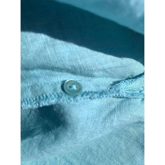 Eileen Fisher Irish Linen Shirt Tunic Turquoise Blue - Picture 9 of 11